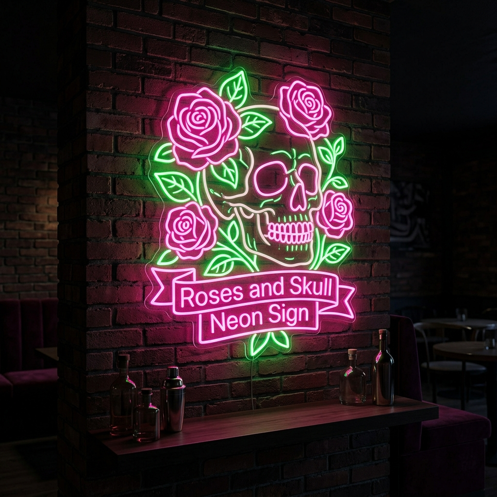 Roses And Skull Neon Sign For Unique Decor
