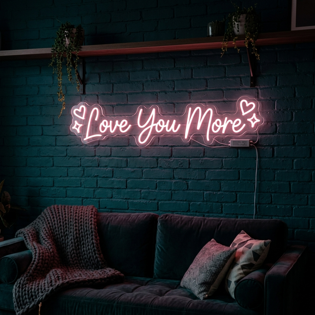Love You More Neon Sign For Romantic Decor