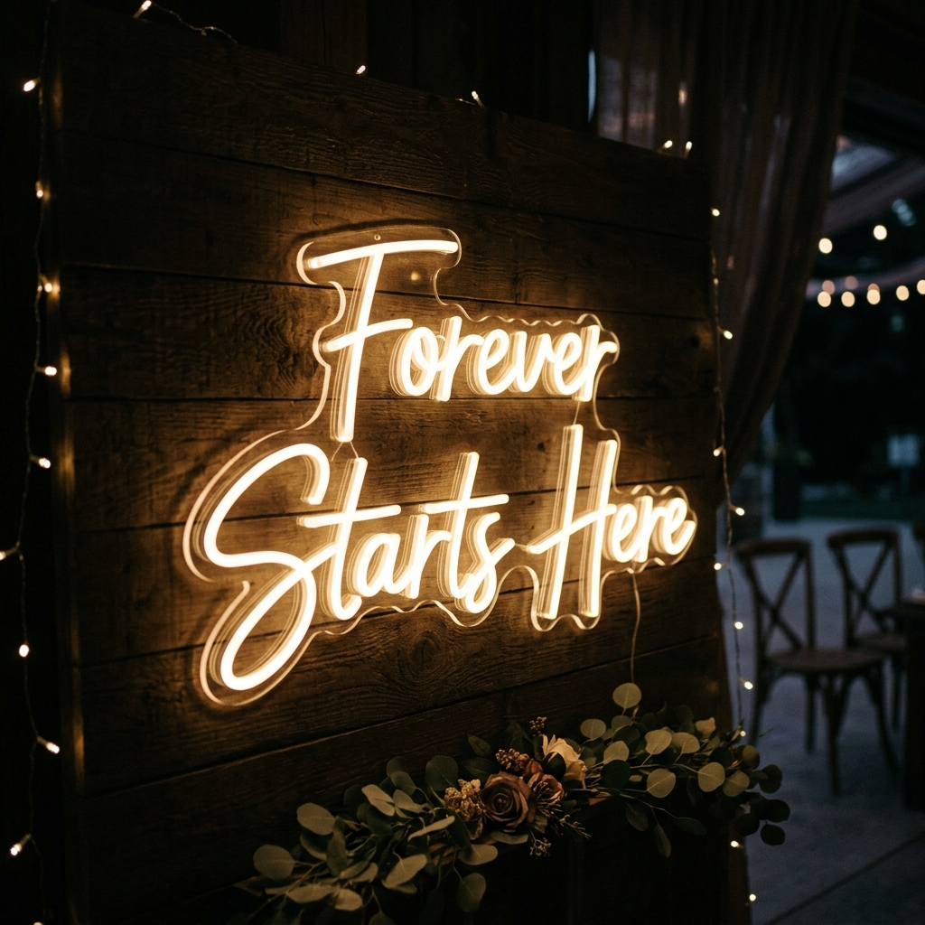 Forever Starts Here Neon Sign For Weddings