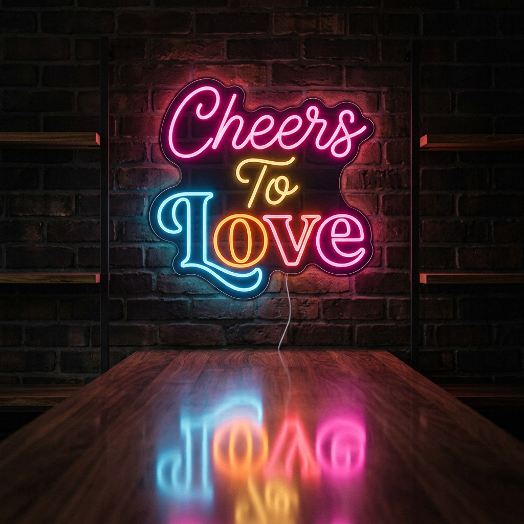Cheers To Love Neon Sign For Parties