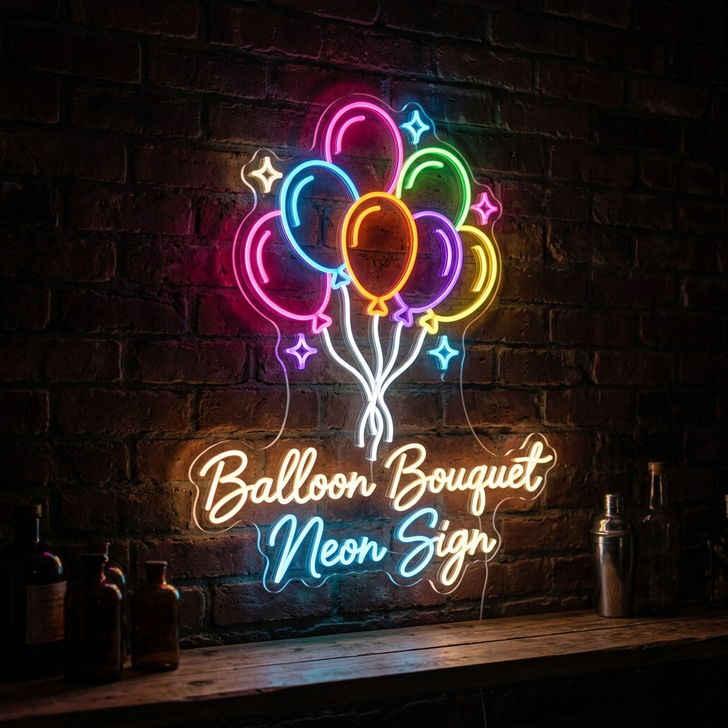 Balloon Bouquet Neon Sign For Party Decor