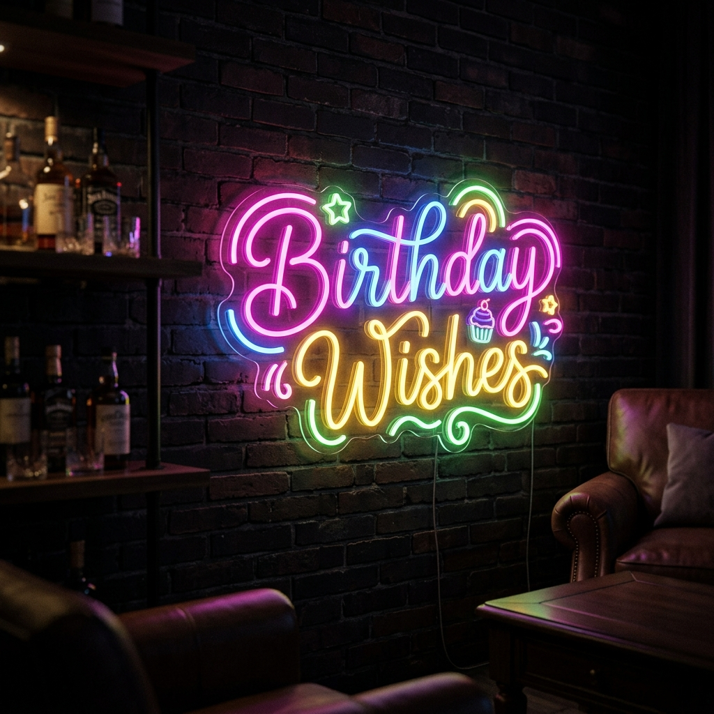Birthday Wishes Neon Sign For Celebrations