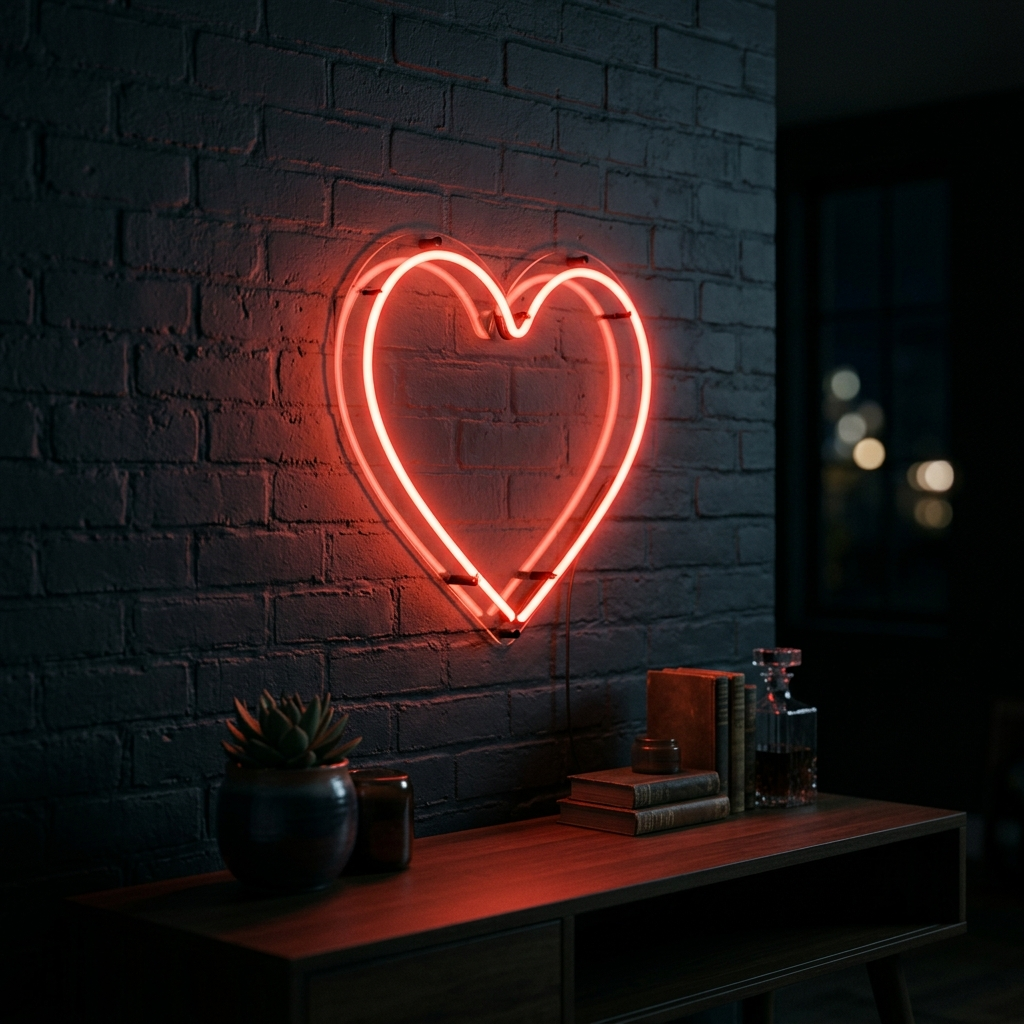 Heart Neon Icon For Celebratory Decor
