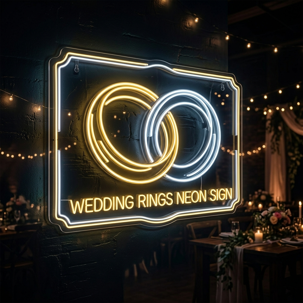 Wedding Rings Neon Sign For Celebrations