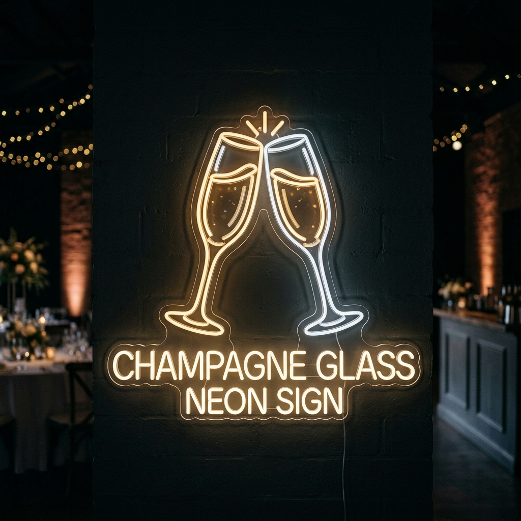 Champagne Glass Neon Sign For Celebrations