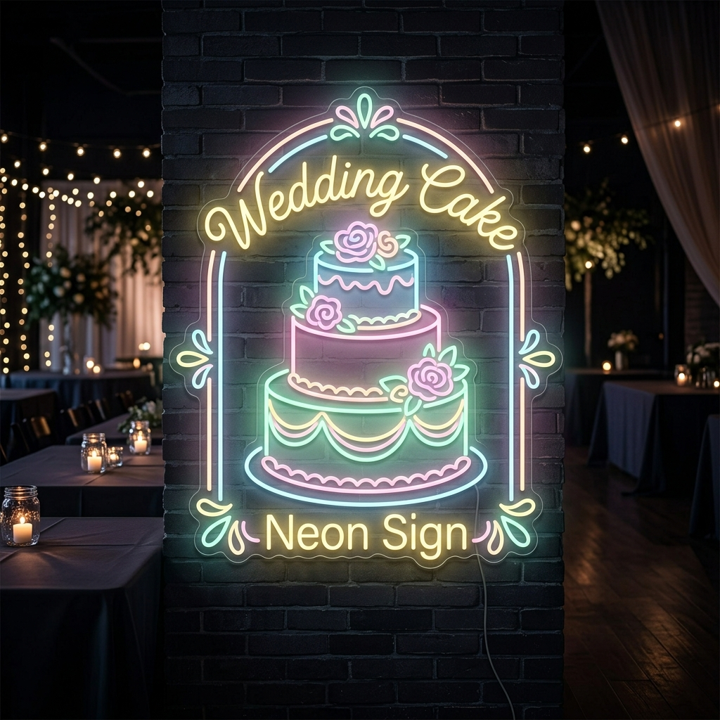 Wedding Cake Neon Sign For Celebrations