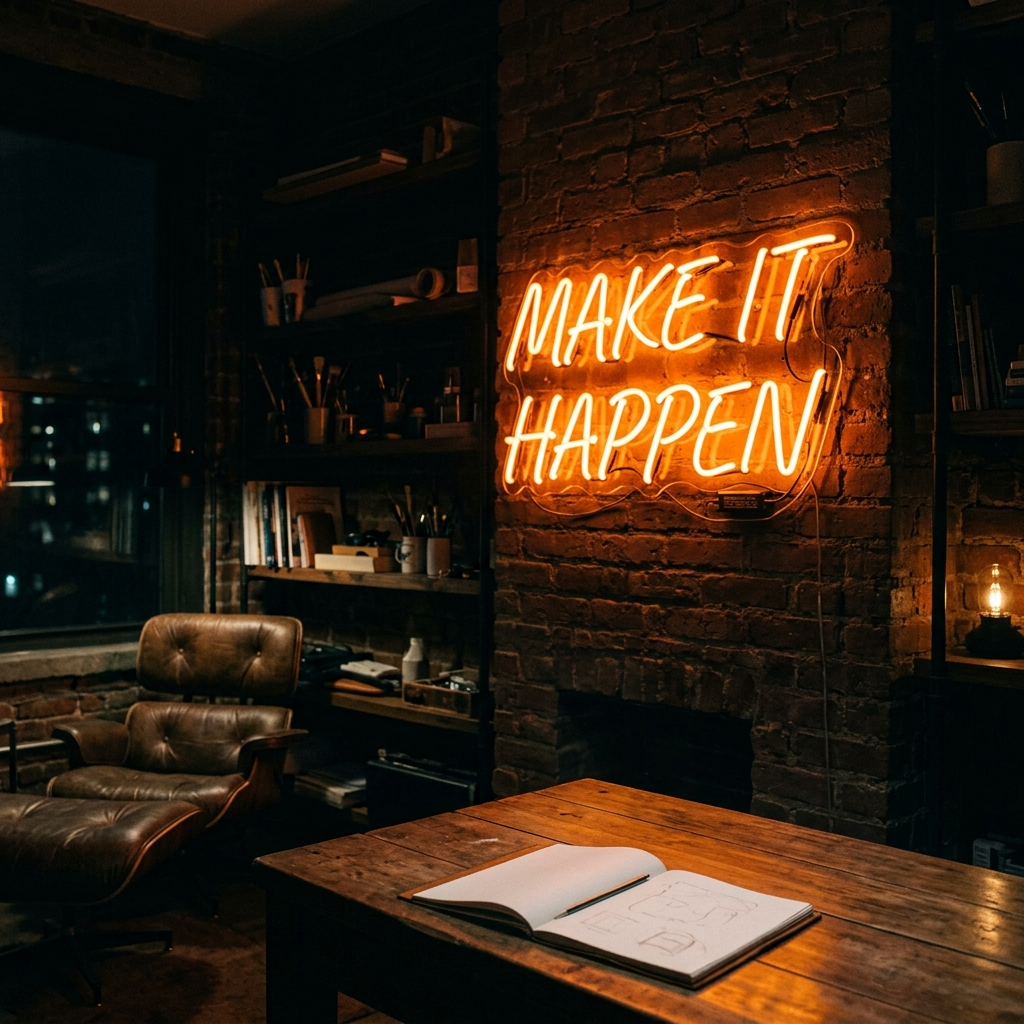 Make It Happen Neon Sign For Motivational Spaces