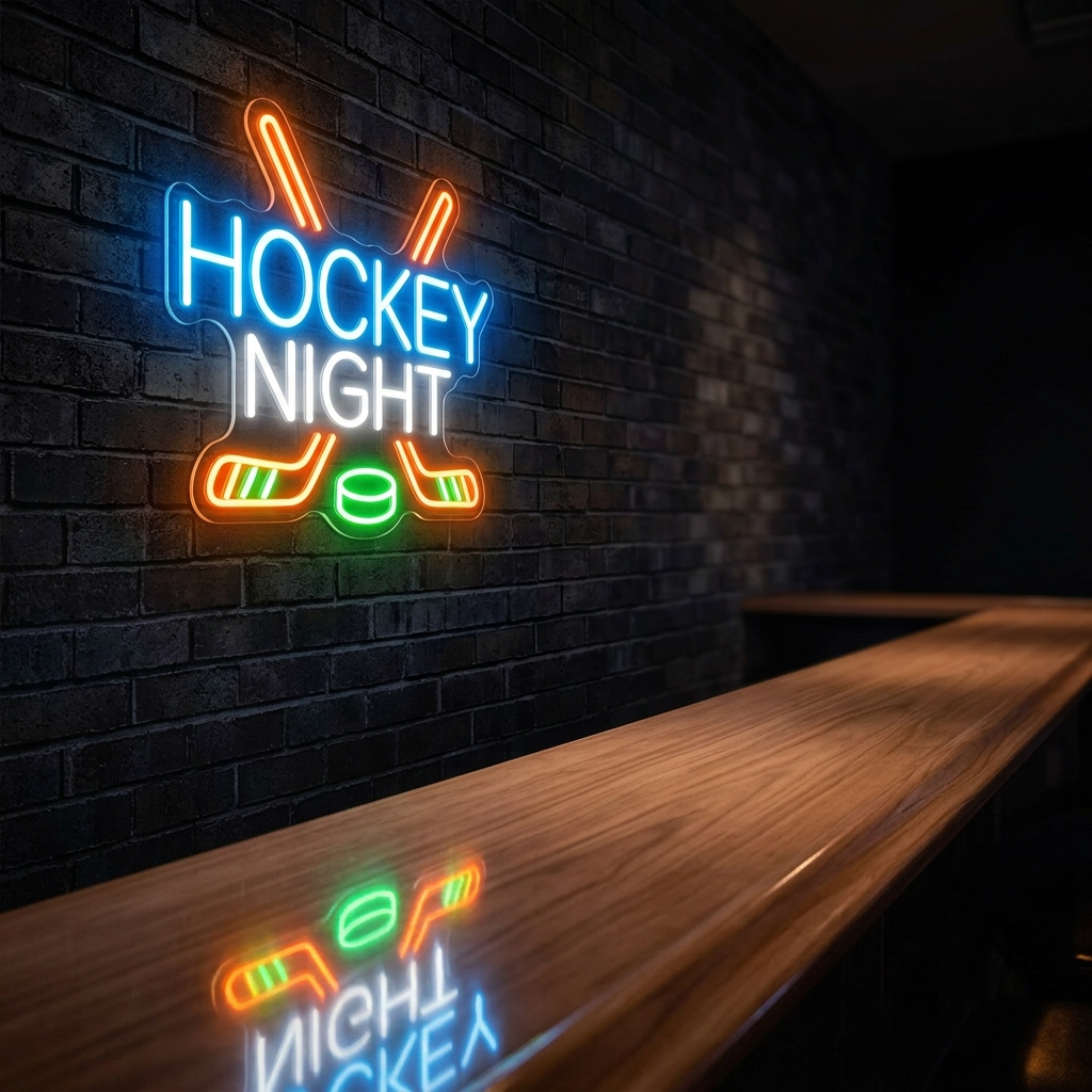 Hockey Night Neon Sign For Ice Hockey Fans