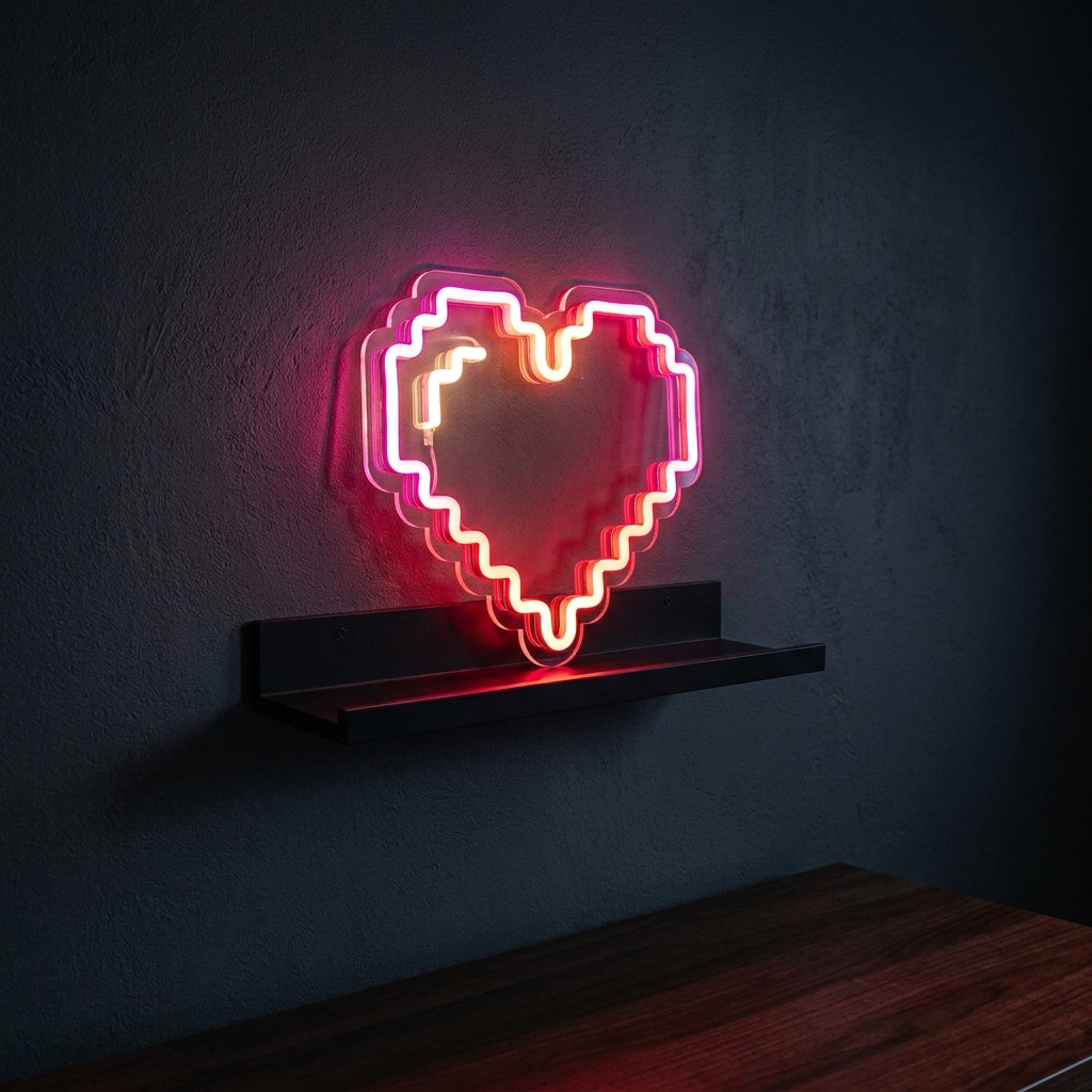 Pixel Heart Neon Sign For Gaming Decor