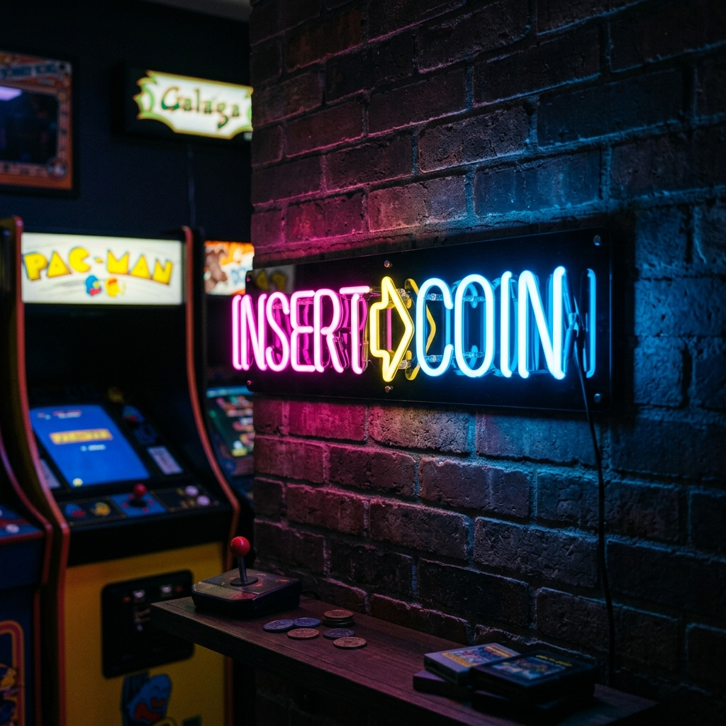 Insert Coin Neon Sign For Gamers