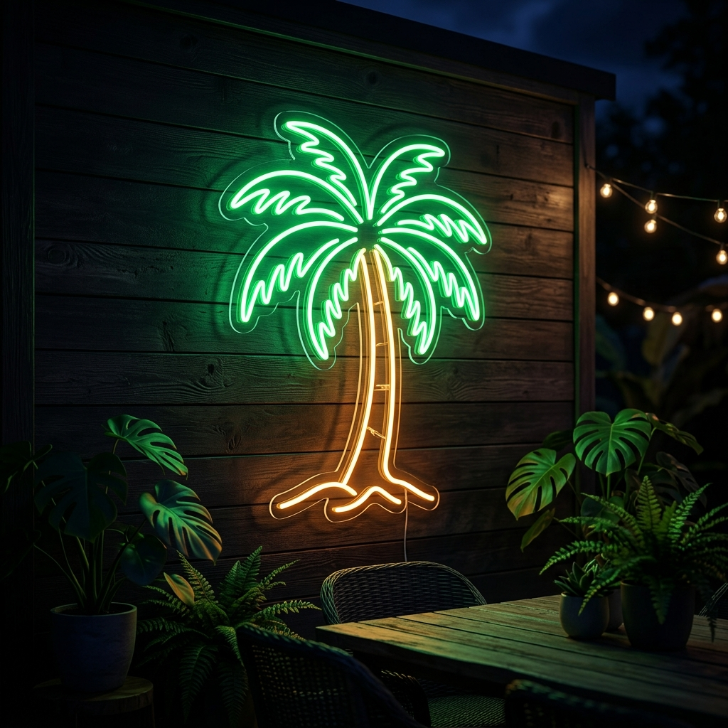 Palm Tree Neon Sign For Tropical Aesthetic