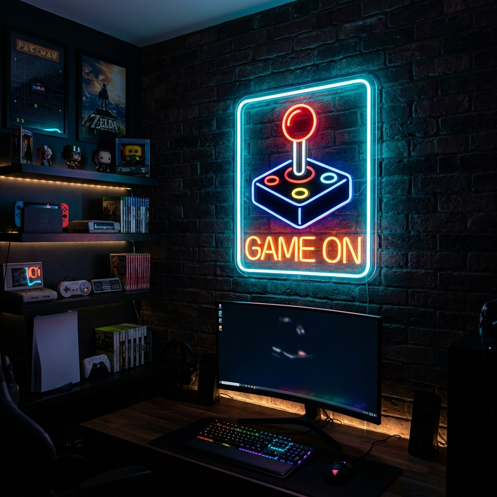 Joystick Neon Sign For Gaming Room Decor