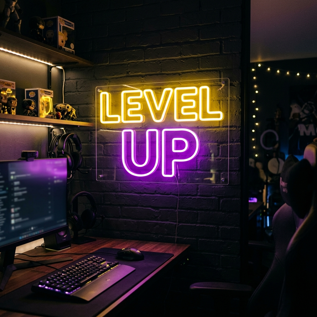 Level Up Neon Sign For Gamers