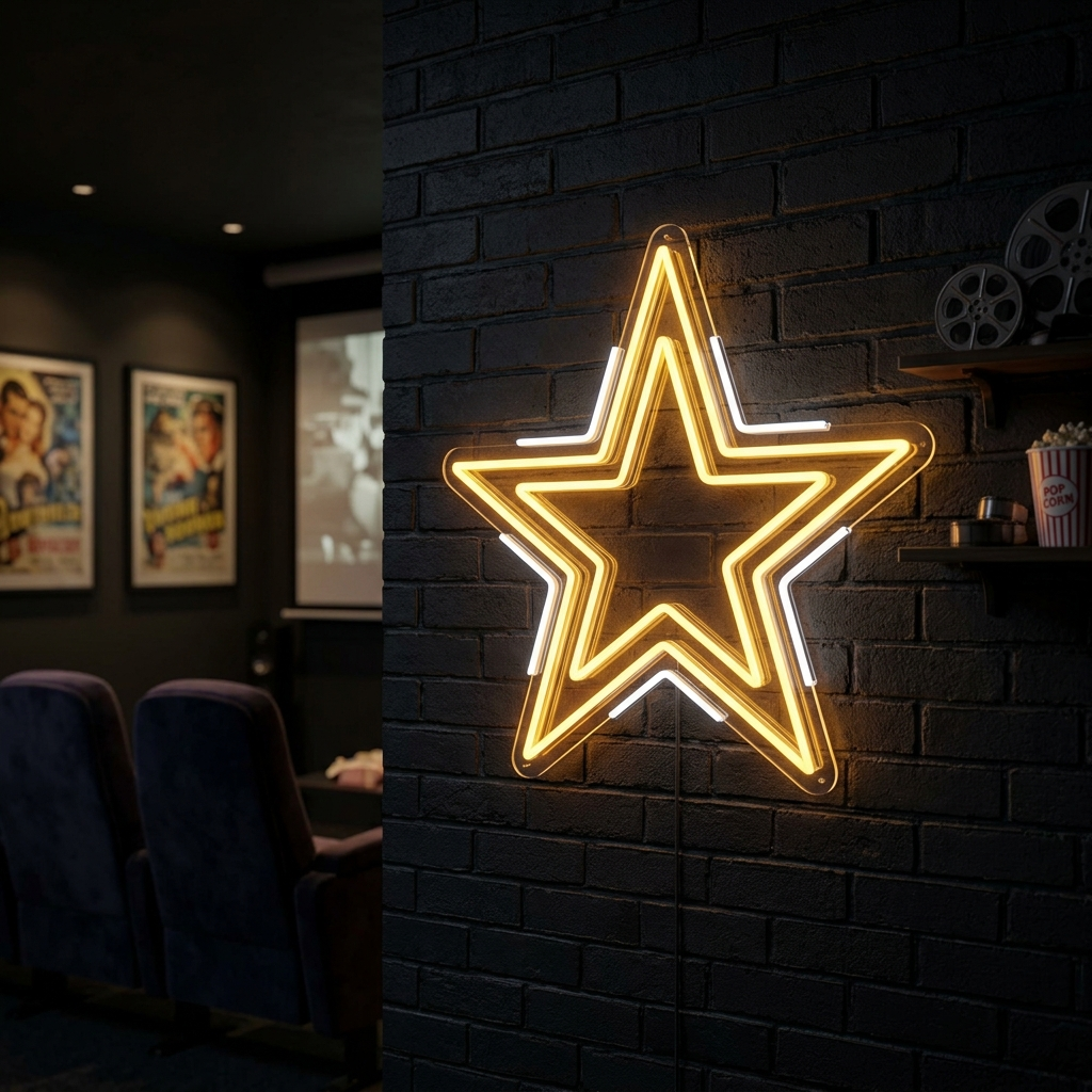 Hollywood Star Neon Sign For Movie Lovers