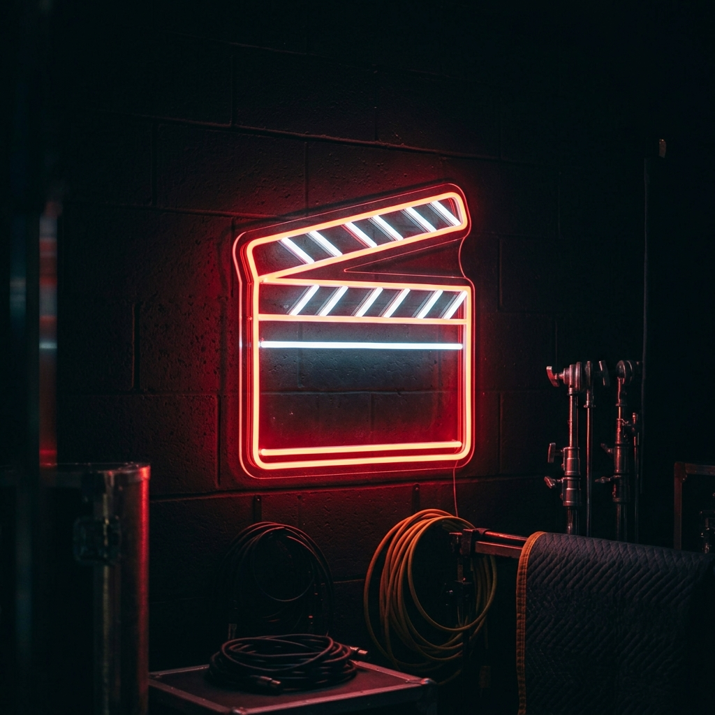Cinematic Clapperboard Neon Sign For Filmmakers