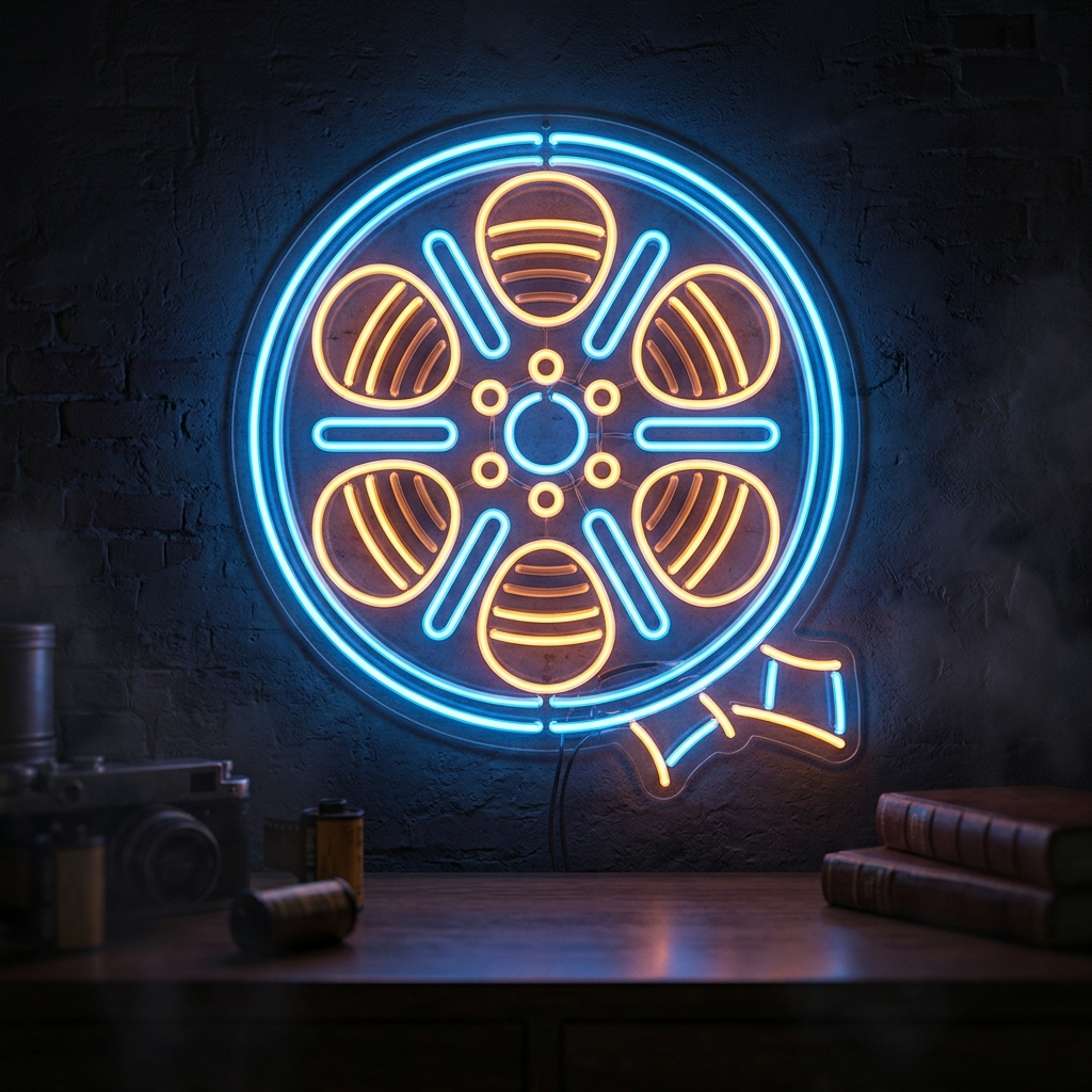 Film Reel Neon Sign For Cinema Enthusiasts
