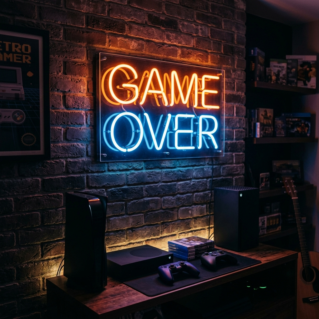 Game Over Neon Sign For Gaming Rooms