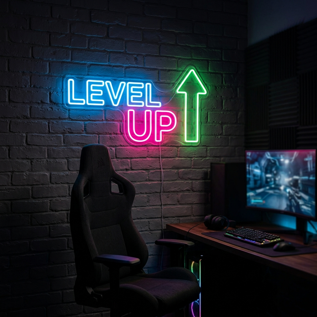 Level Up Neon Sign For Gamers