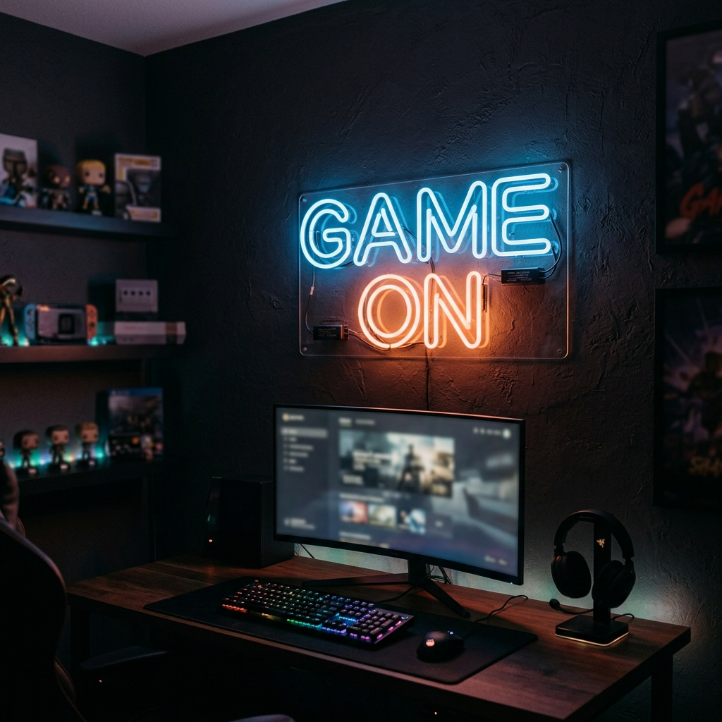 Game On Neon Sign For Gaming Enthusiasts