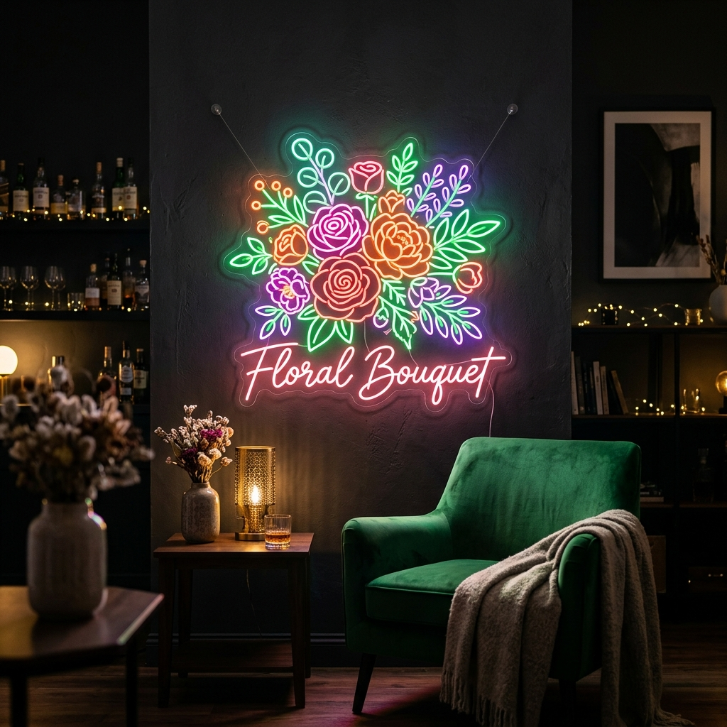 Floral Bouquet Neon Sign For Elegant Spaces