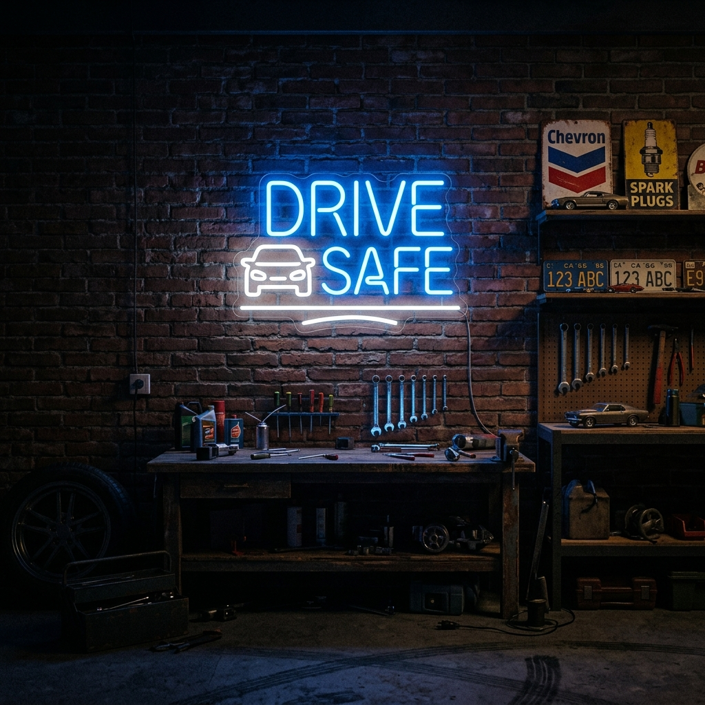 Drive Safe Neon Sign For Automotive Lovers
