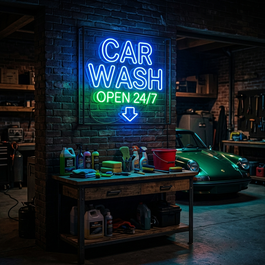 Car Wash Neon Sign For Automotive Spaces