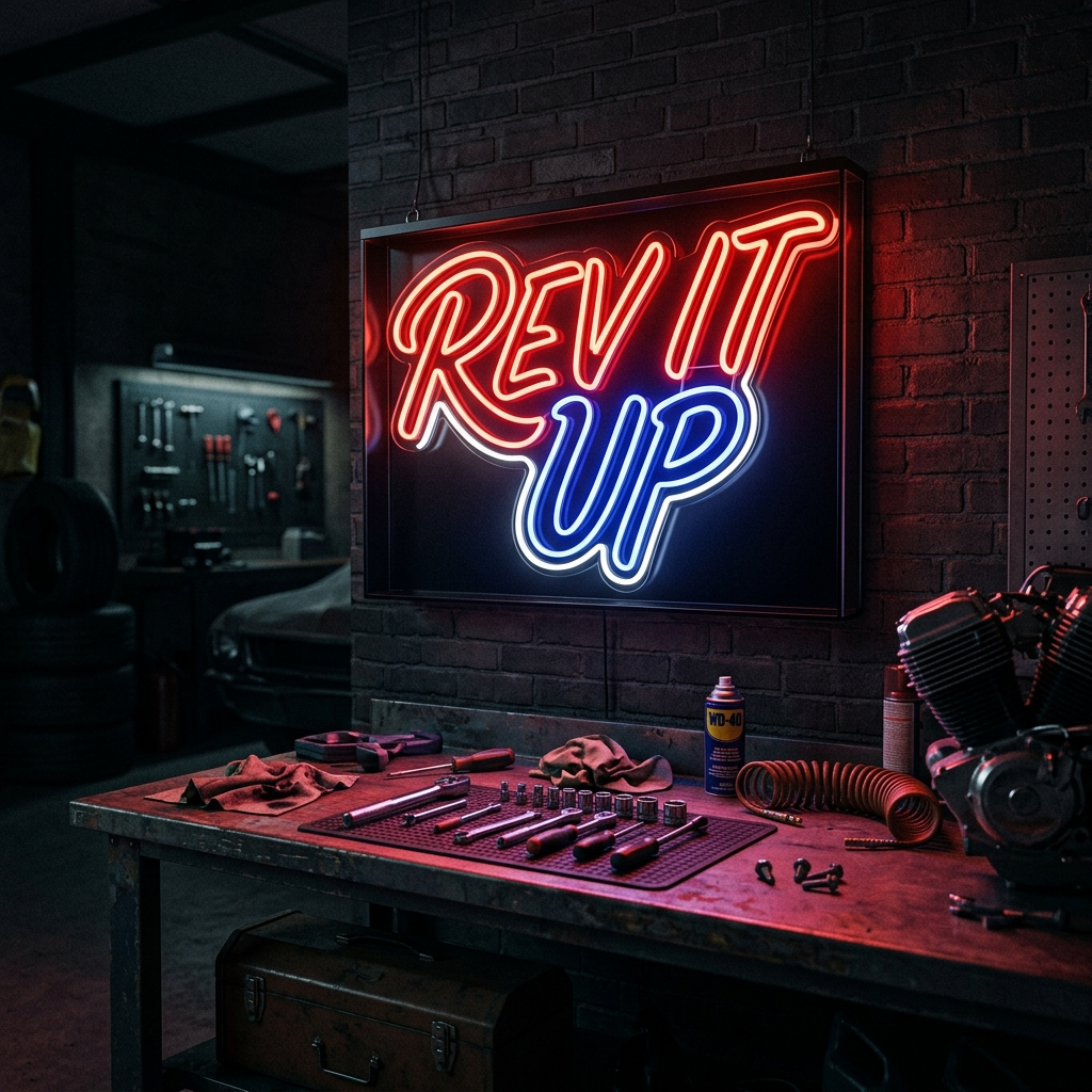 Rev It Up Neon Sign For Car Lovers