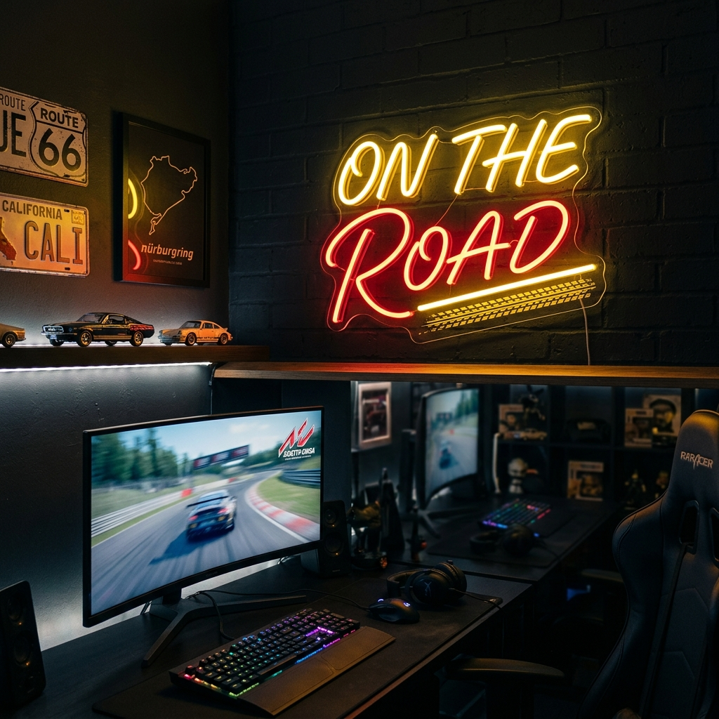 On The Road Neon Sign For Automotive Enthusiasts