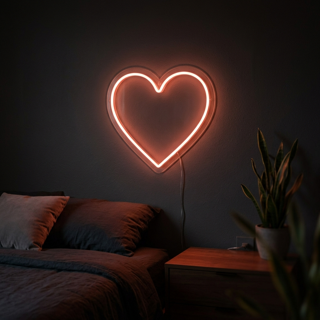 Heart Outline Neon Sign For Love And Warmth