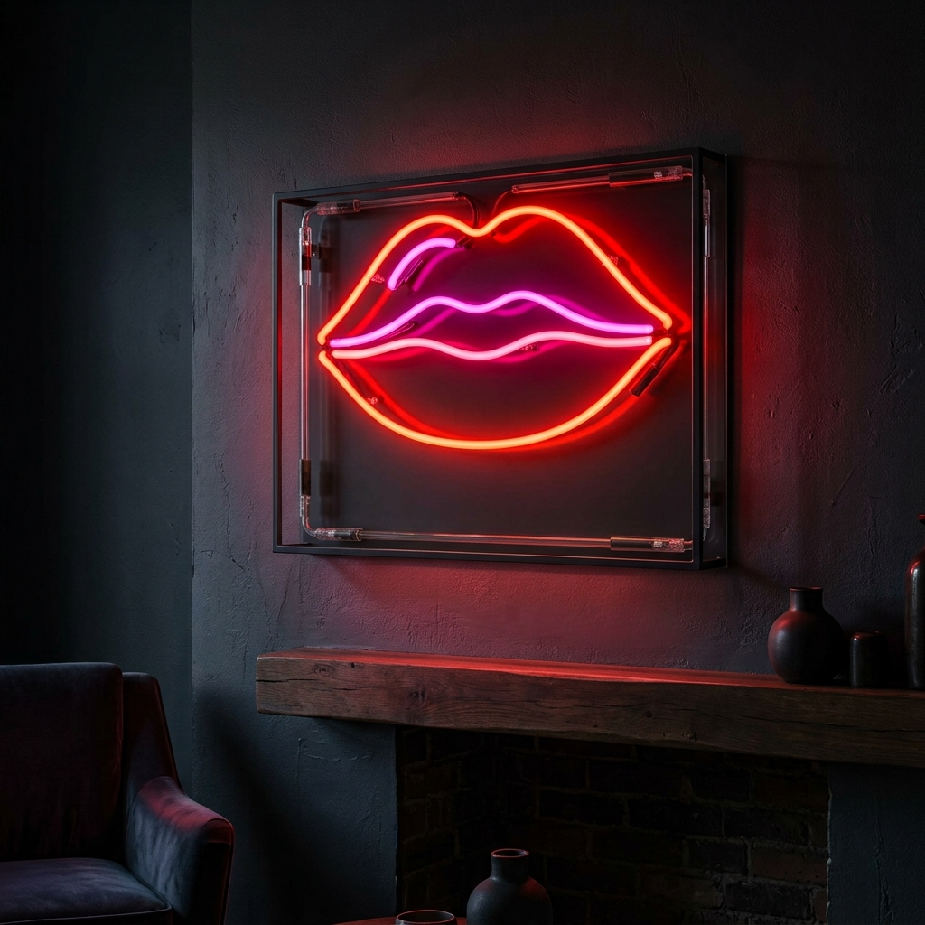 Retro Pop Art Lips Neon Sign