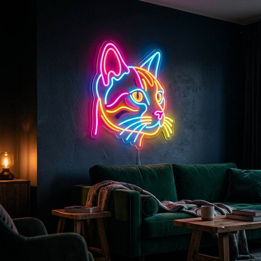 Funky Pop Art Cat Neon Sign