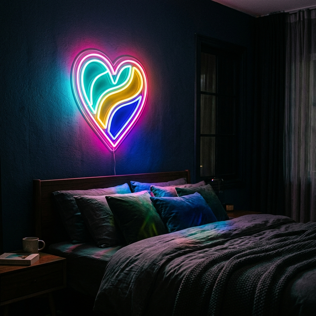 Colorful Pop Art Heart Neon Sign