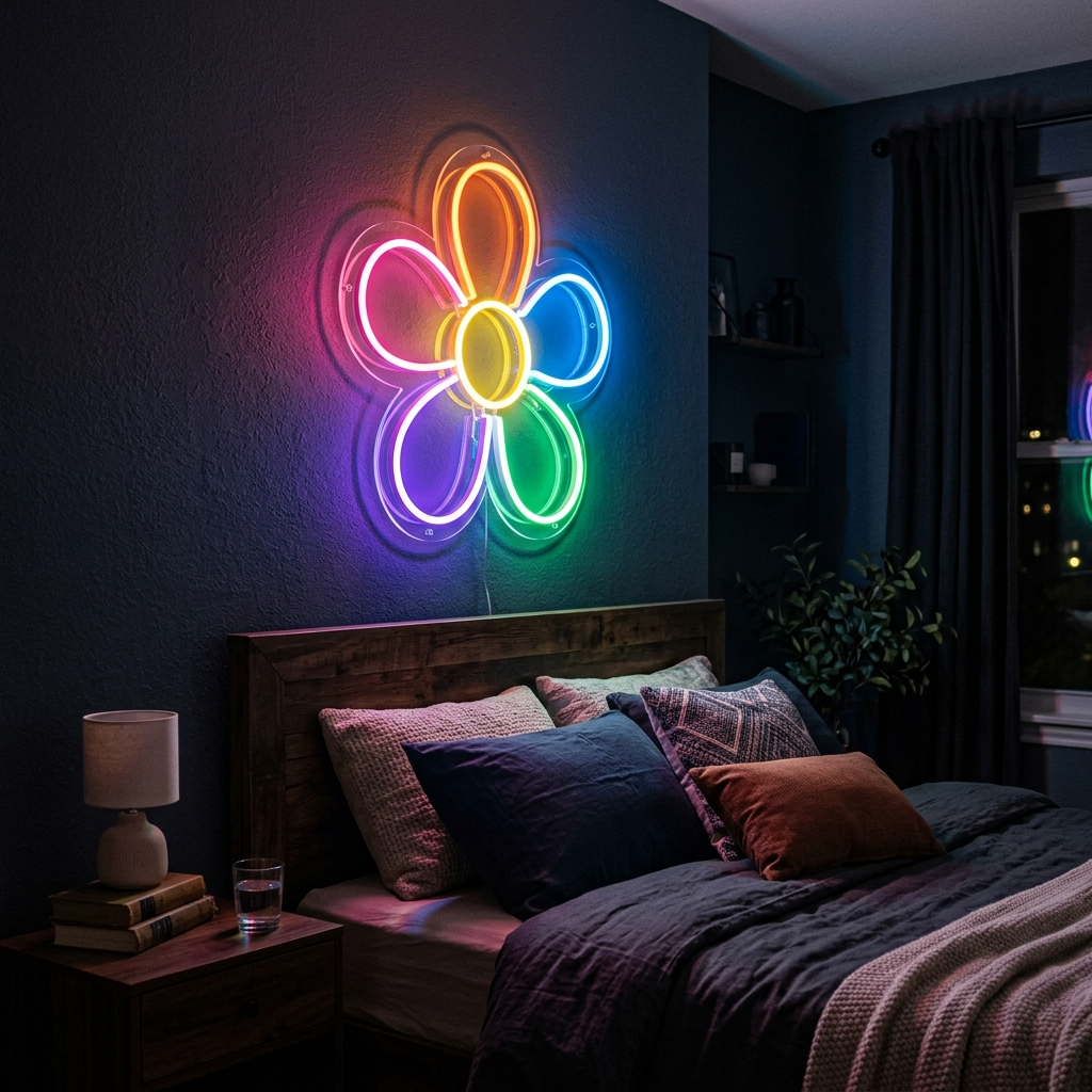 Groovy Pop Art Flower Neon Sign For Home Decor