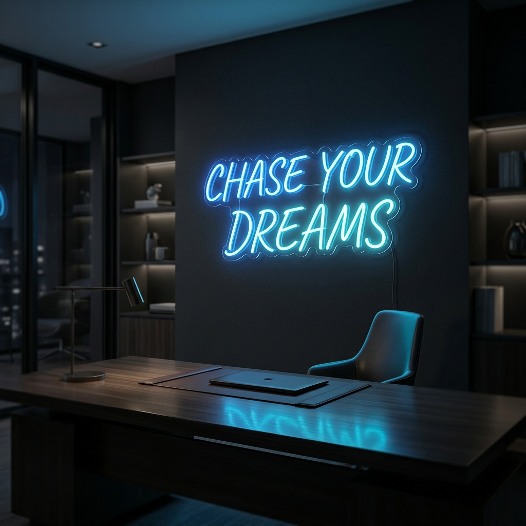 Chase Your Dreams Neon Sign For Artistic Spaces