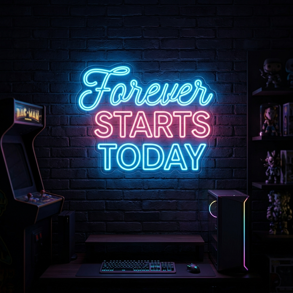 Custom Forever Starts Today Neon Sign For Weddings