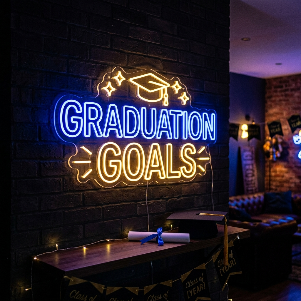 Custom Neon Graduation Backdrop Sign