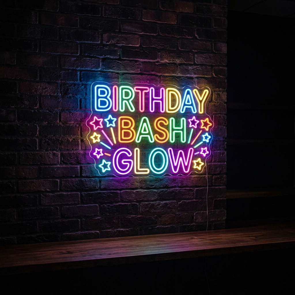 Custom Neon Birthday Backdrop Sign