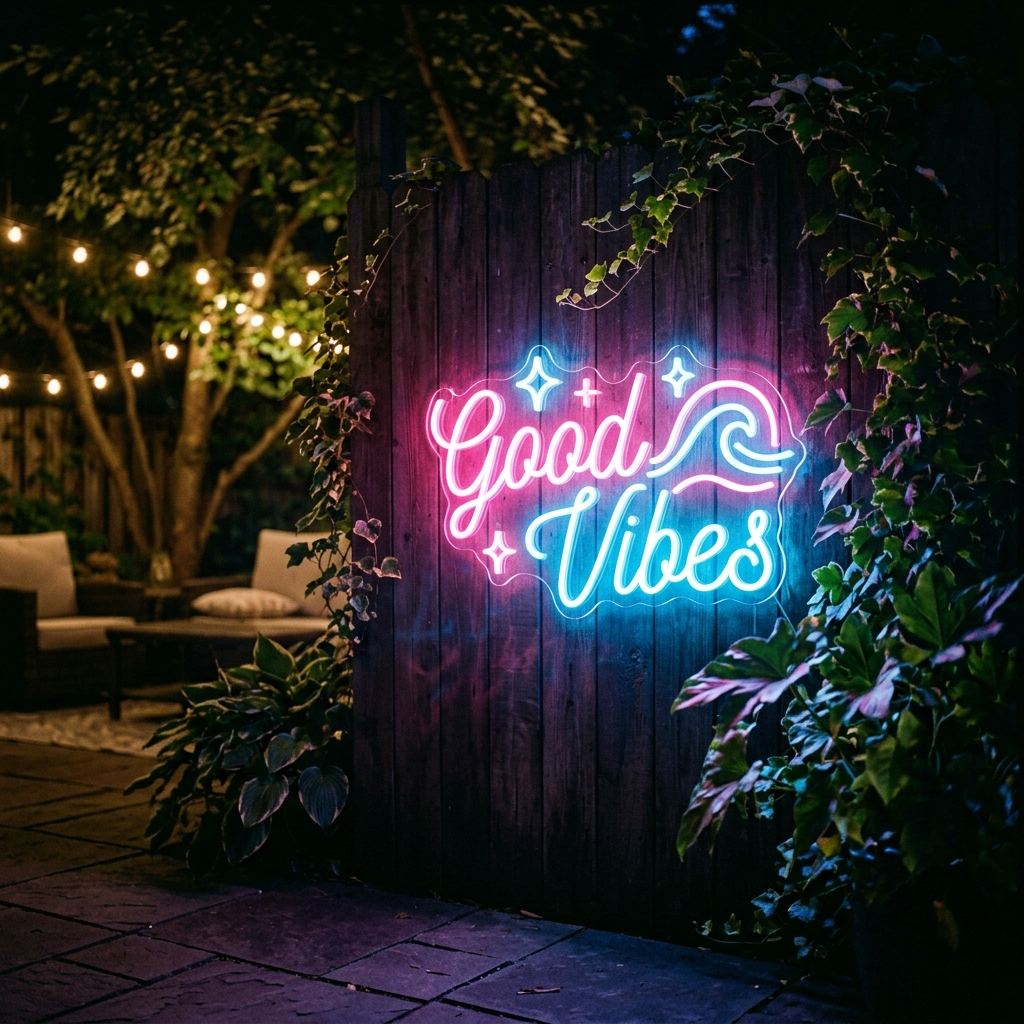 Good Vibes Custom Neon Sign For Outdoor Spaces