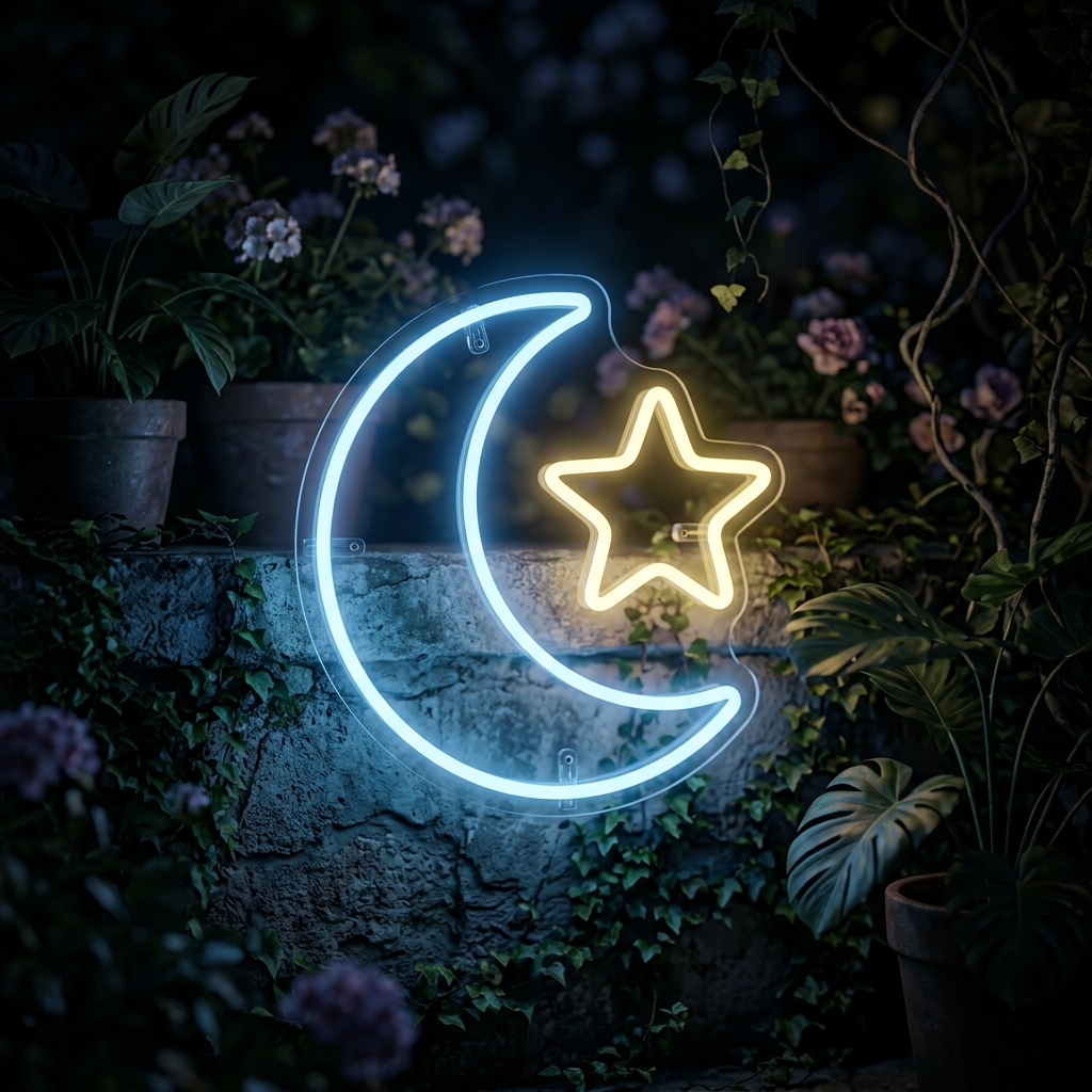 Star And Moon Custom Neon Sign For Outdoor Spaces