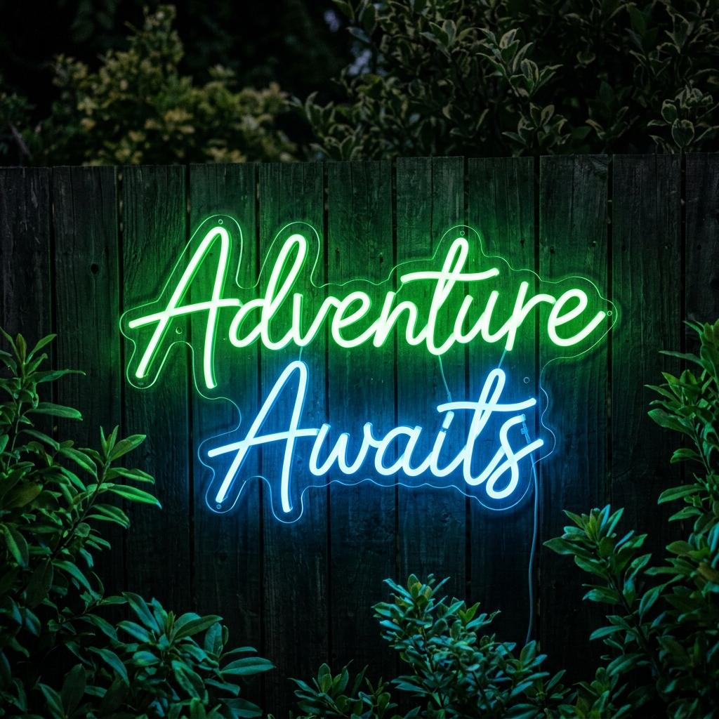 Adventure Awaits Neon Sign For Outdoor Spaces