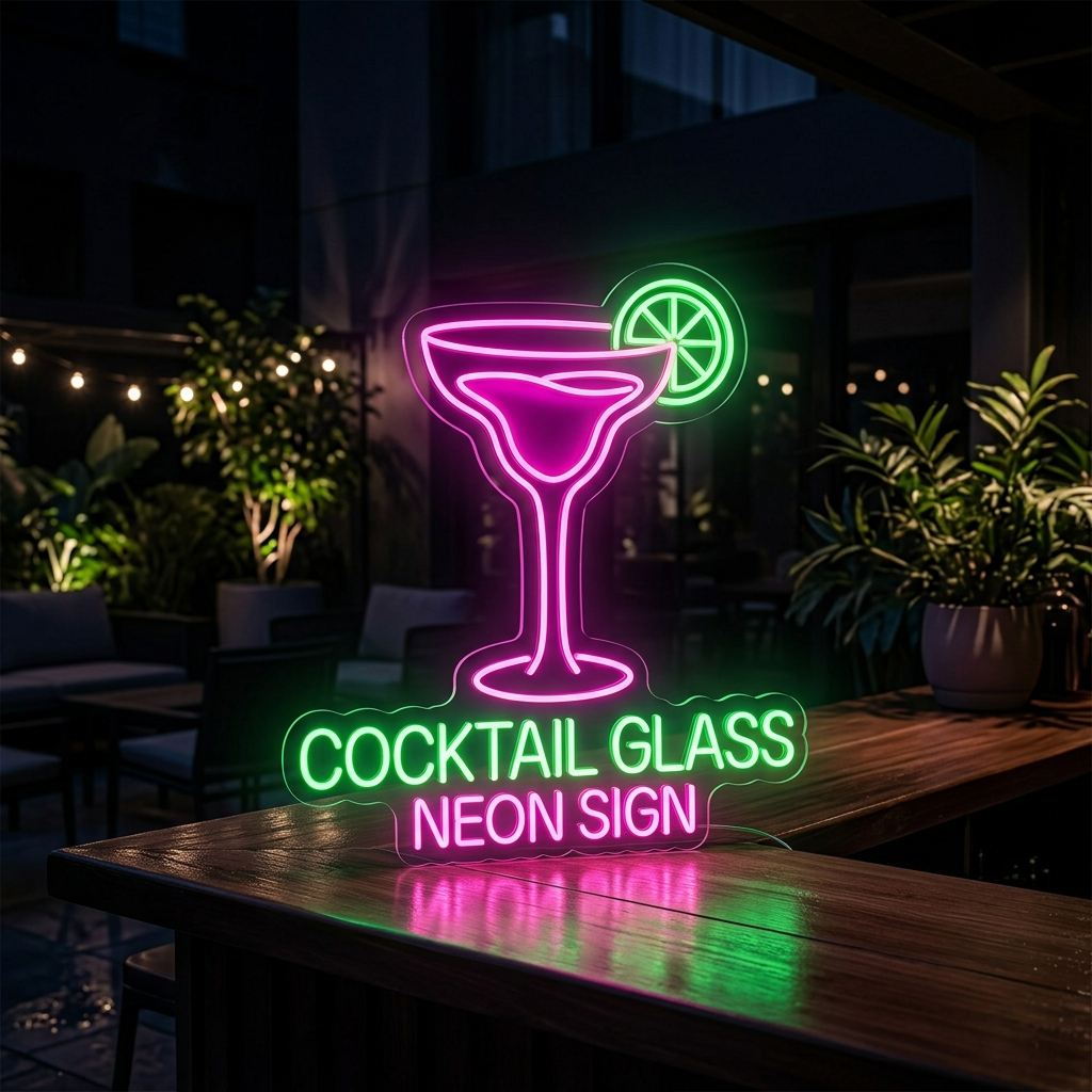 Cocktail Glass Custom Neon Sign For Bars And Patios