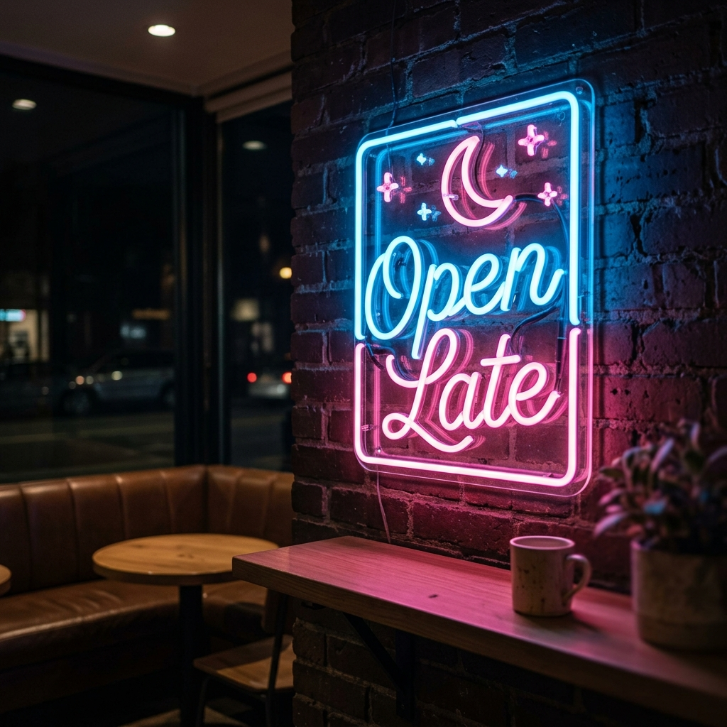 Open Late Custom Neon Sign For Windows
