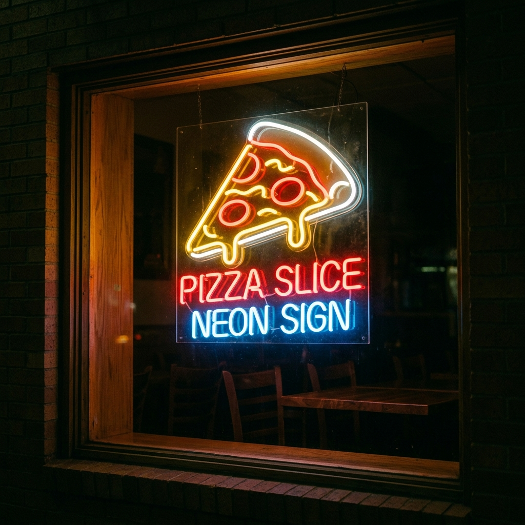 Pizza Slice Neon Sign For Window Displays