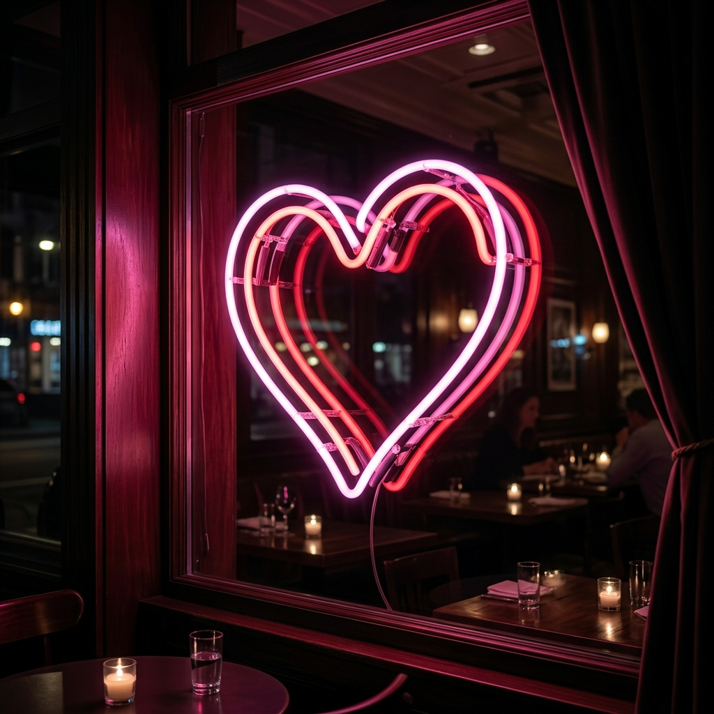 Heart Neon Sign For Romantic Window Displays