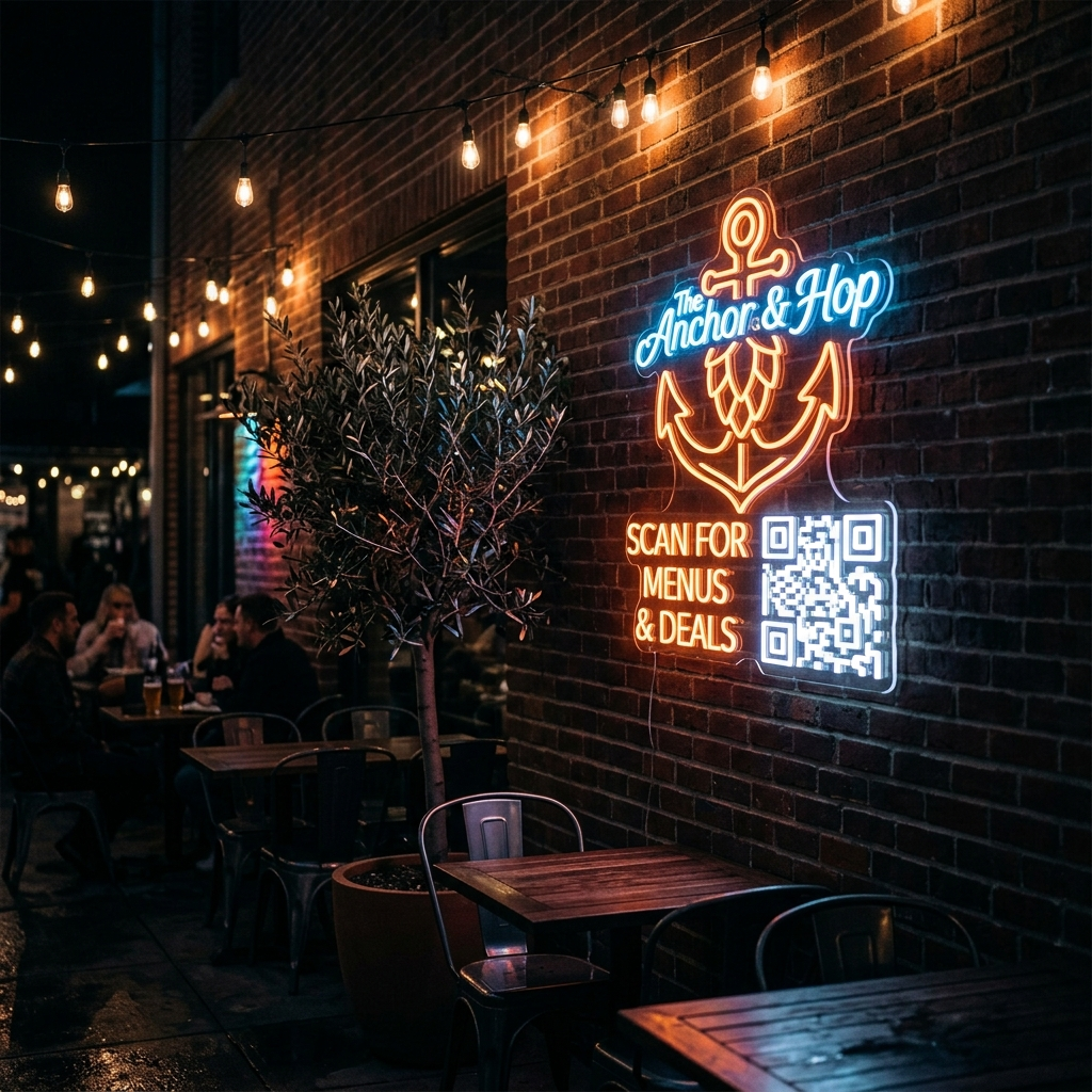 Personalized Logo Neon Sign With Qr Code