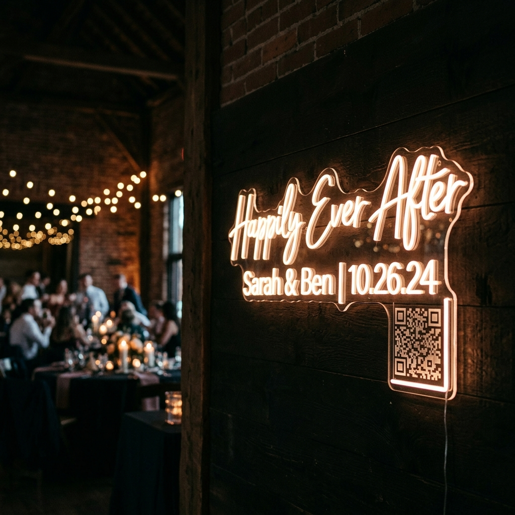 Personalized Neon Sign With Event Qr Code