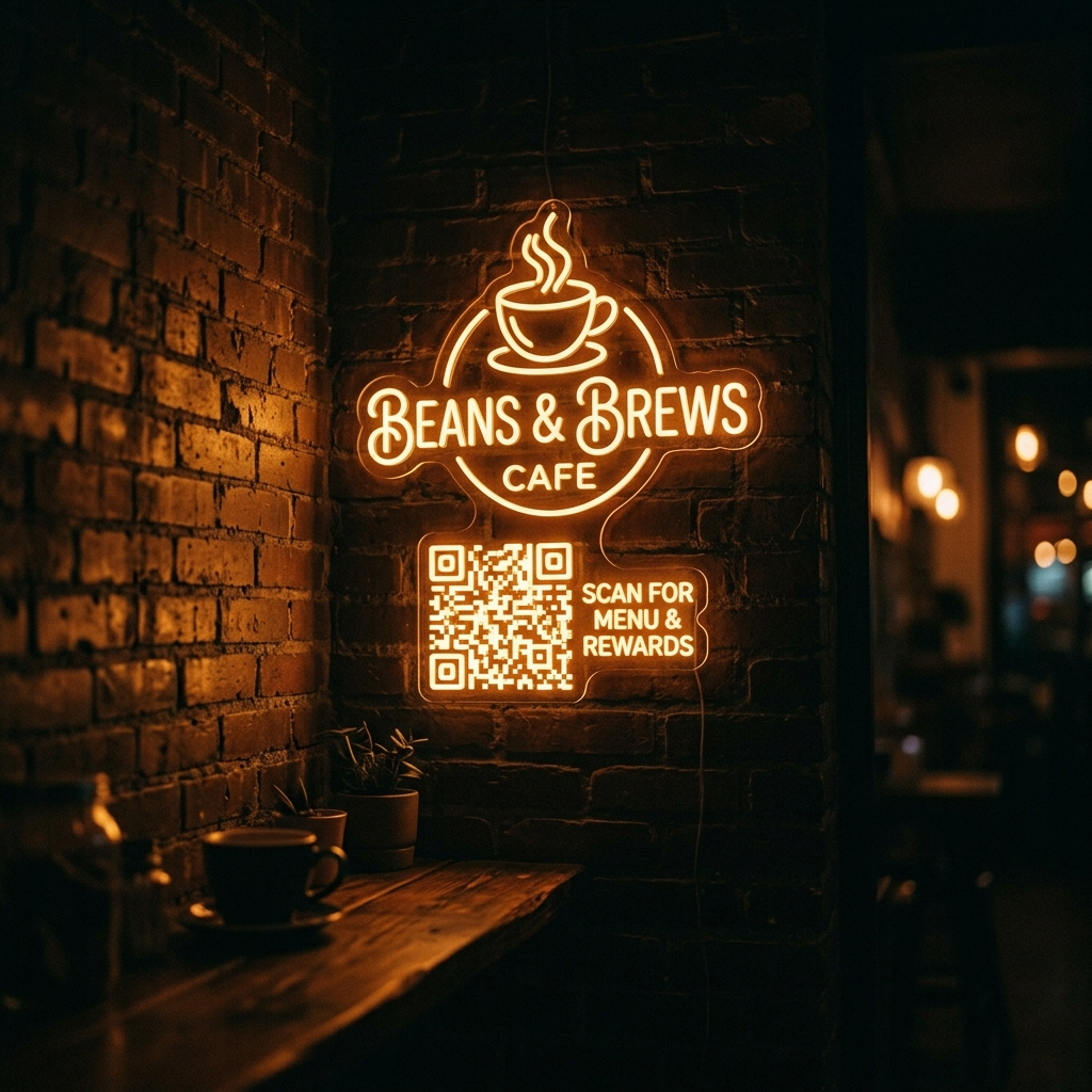Personalized Neon Sign With Qr Code And Logo