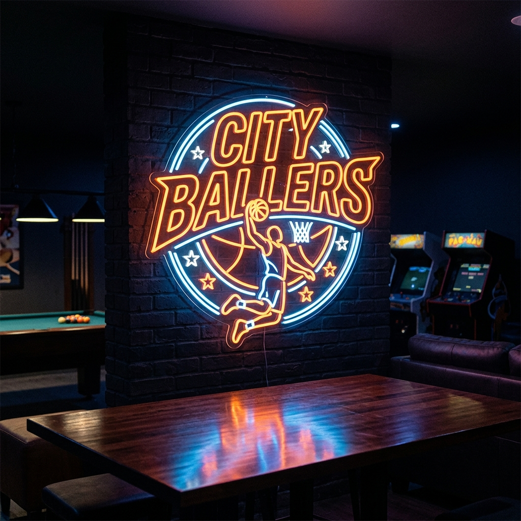 Custom Basketball Team Logo Neon Sign