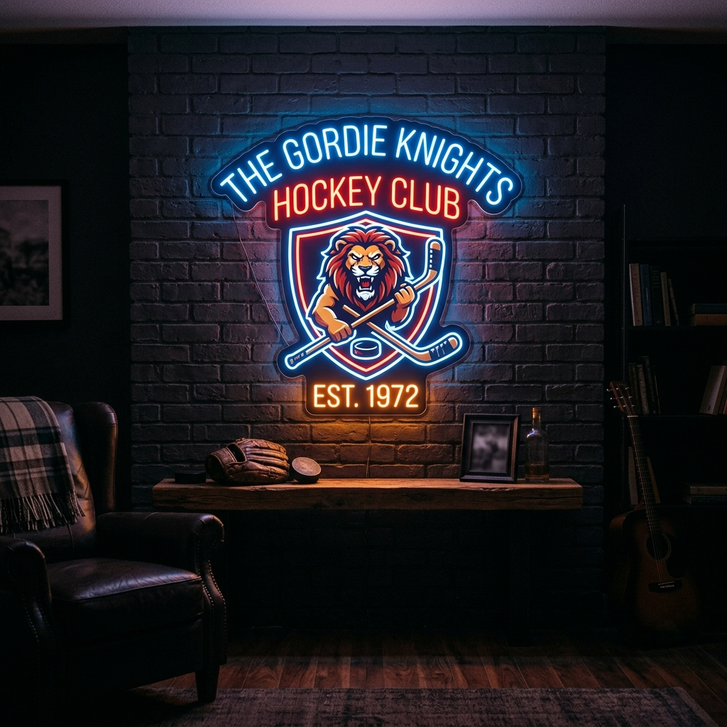 Personalized Hockey Team Logo Neon Sign