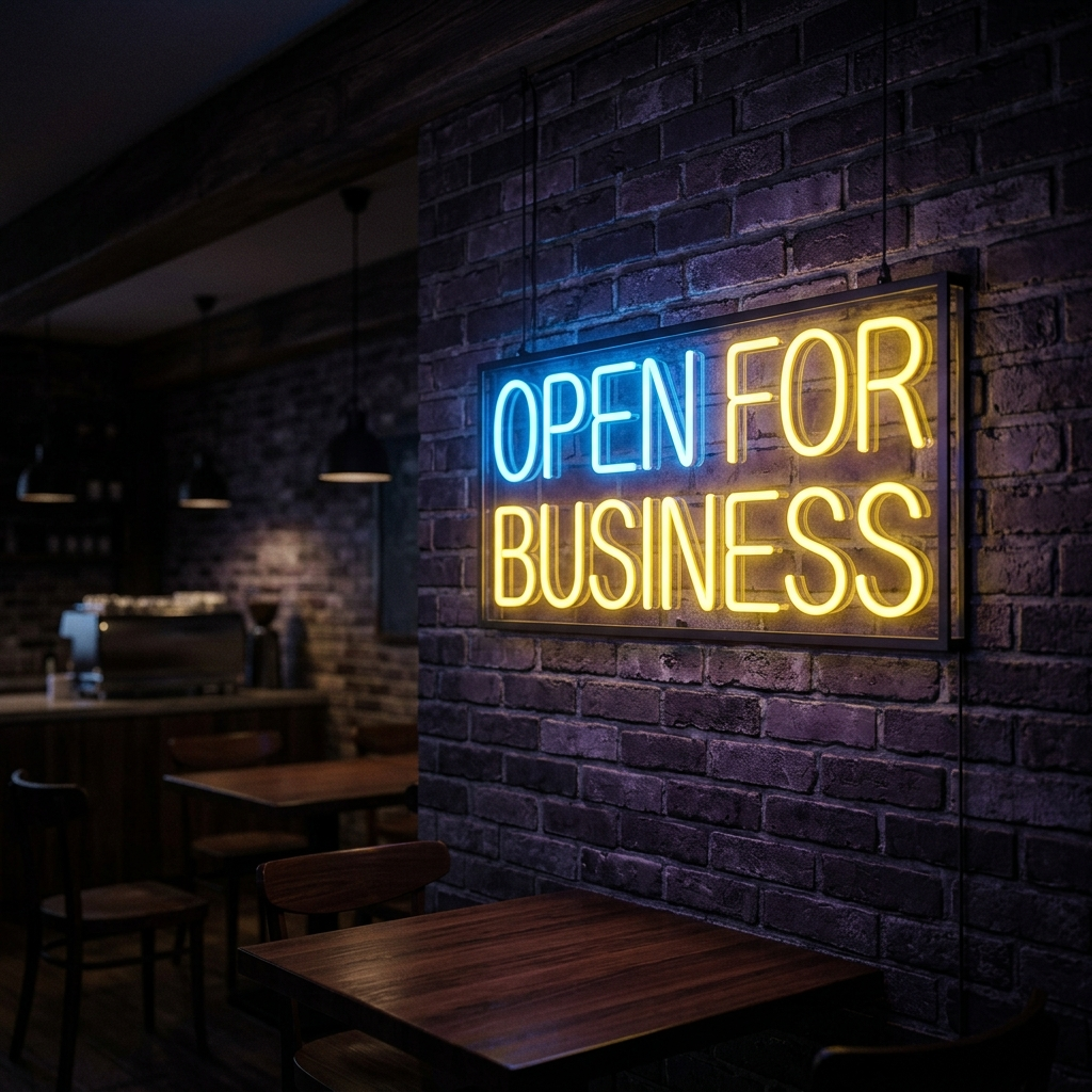 Open For Business Custom Neon Sign